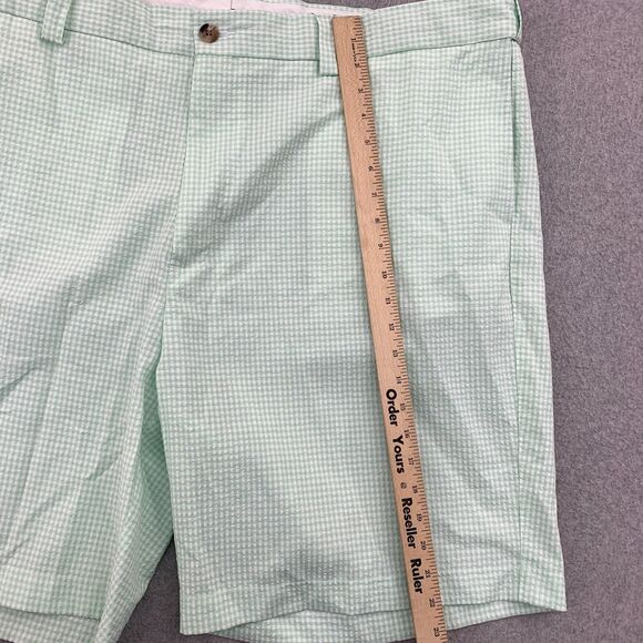 Oak Hill Classic Seersucker Shorts Mens Size 48 Green Gingham Plaid Inseam 9" - Picture 6 of 16